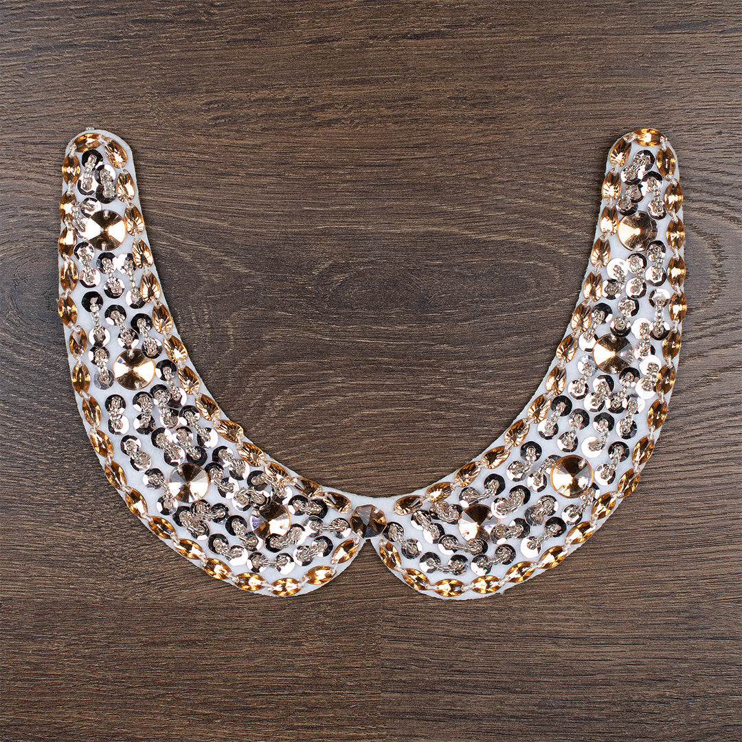 Cuello Lentejuelas Doradas Piedras Redondo BY DELUXE Chile