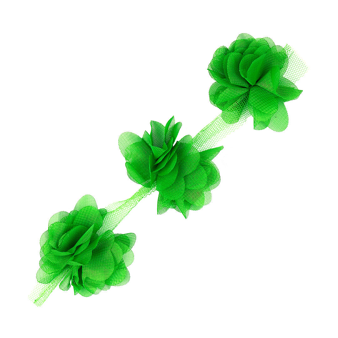 10 Unidades de Flores 3D Verde Tela BY DELUXE Chile