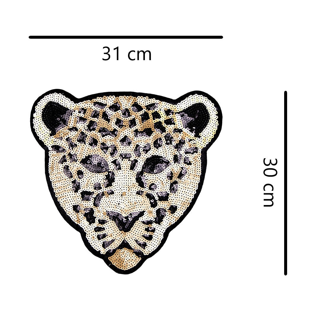 Parche Leopardo Dorado Lentejuelas BY DELUXE Chile