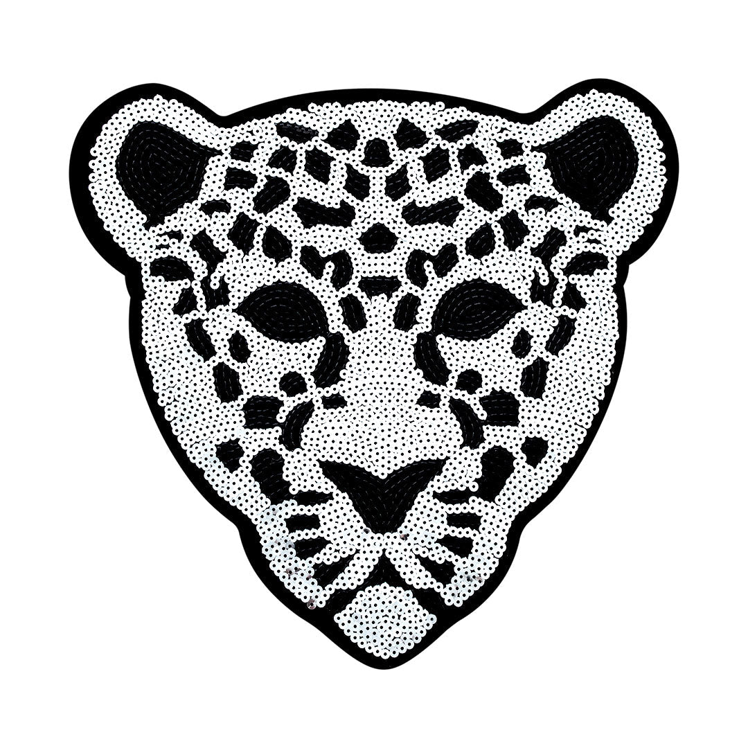 Parche Leopardo Plateado Lentejuelas BY DELUXE Chile