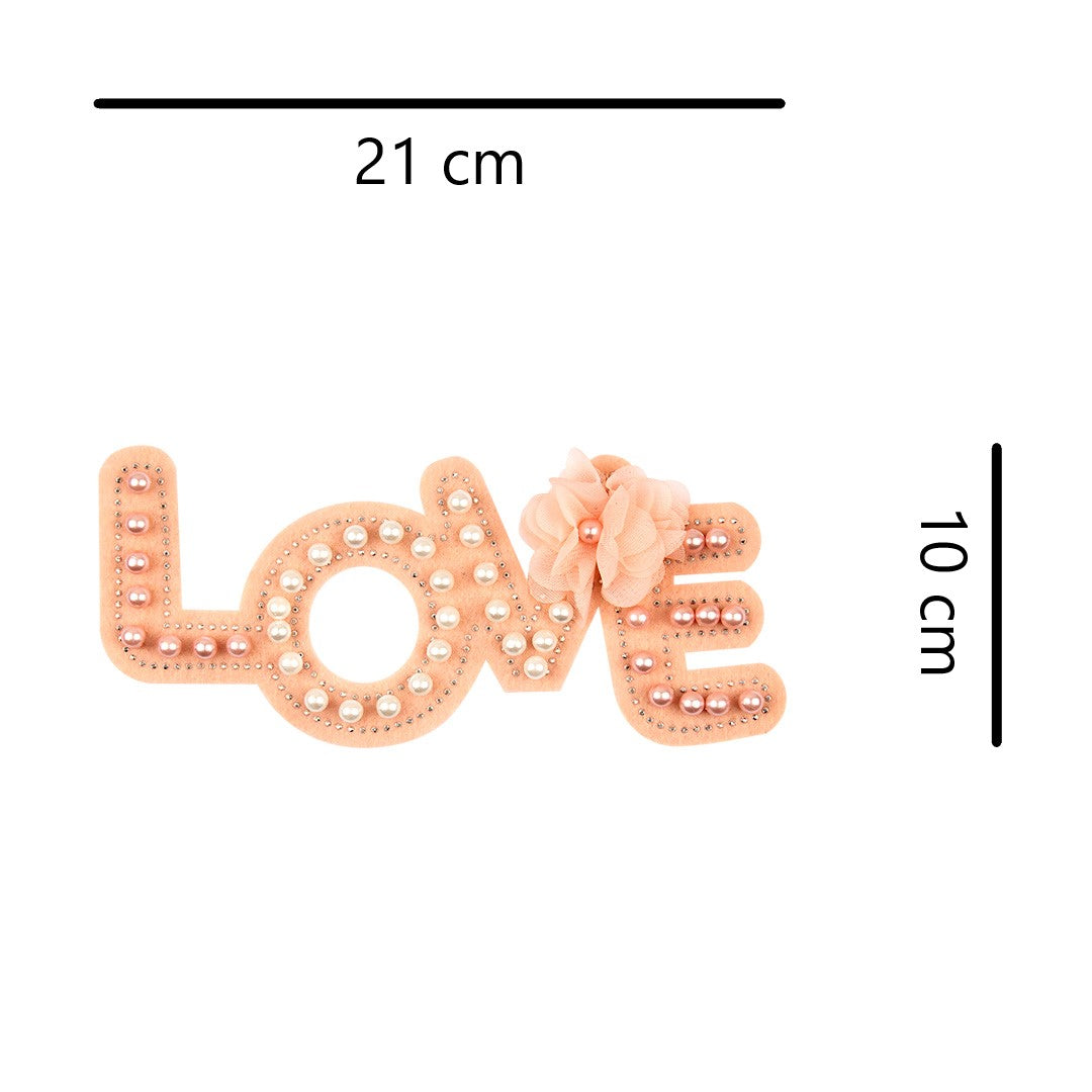 Aplique Love Rosado Perlas Flor BY DELUXE Chile