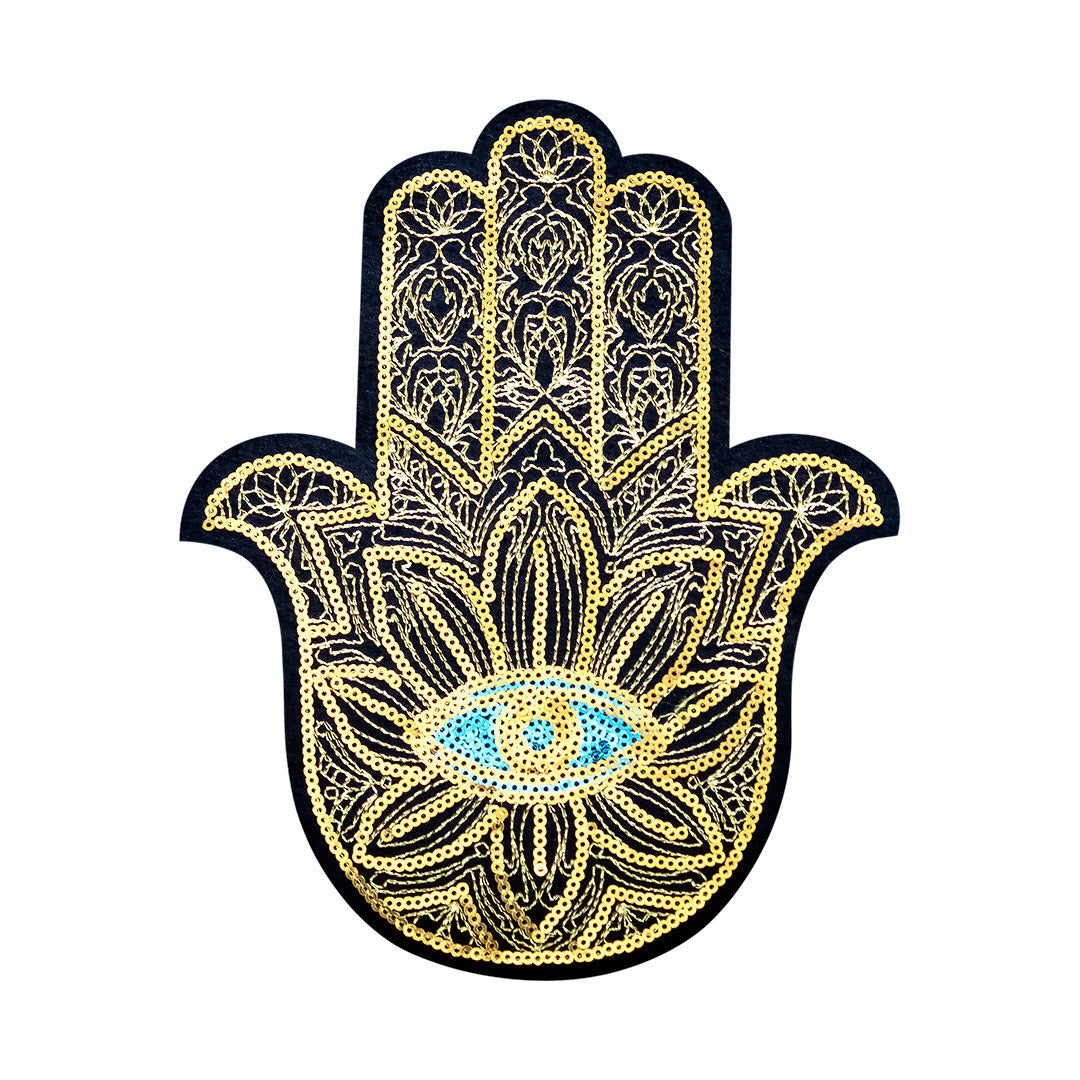 Parche Mano de Fátima Dorada Lentejuelas BY DELUXE Chile