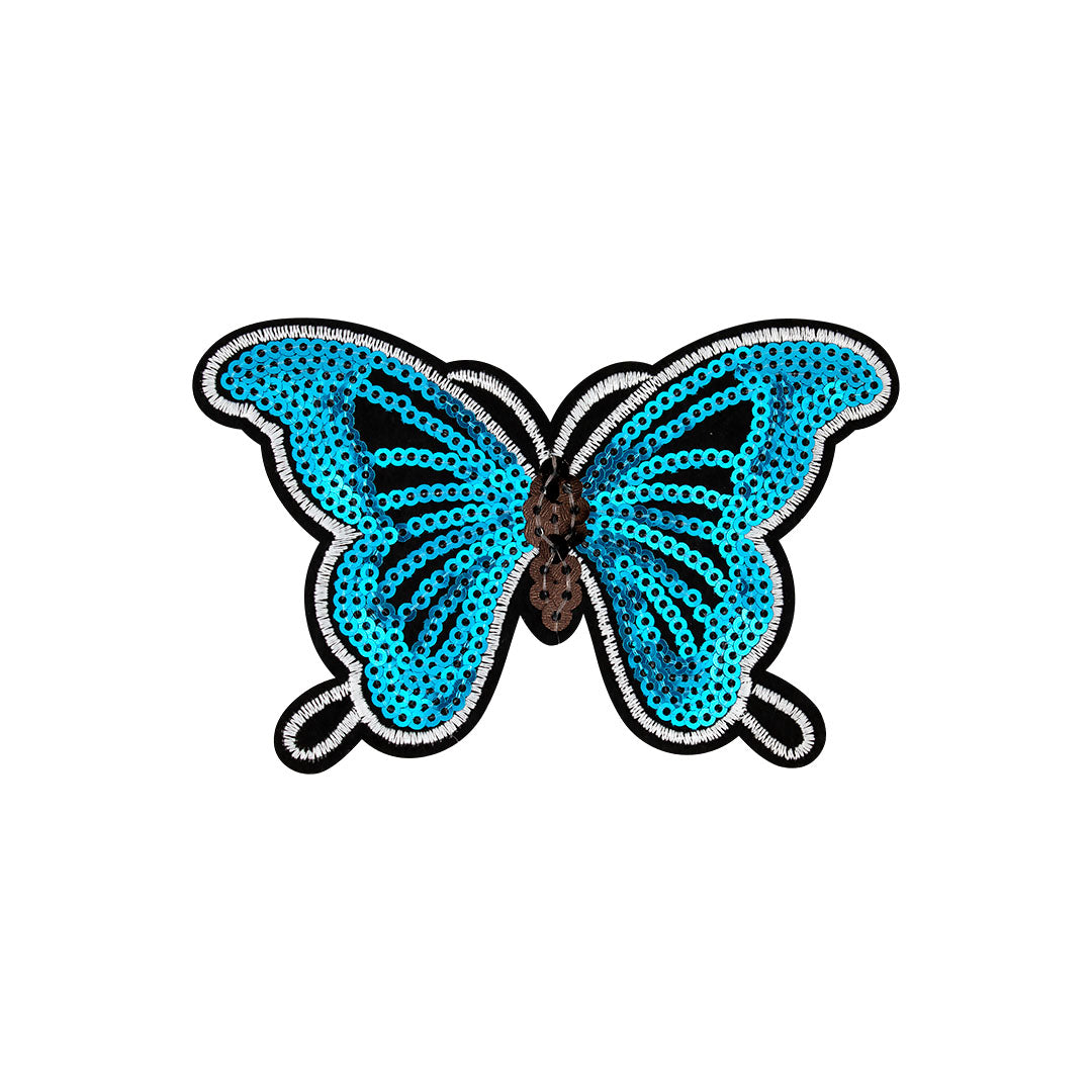 5 Unidades Parche Mariposa Celeste Lentejuelas BY DELUXE Chile