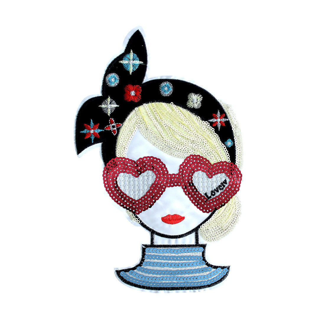 Parche Mujer Lentes Corazones Lentejuelas BY DELUXE Chile