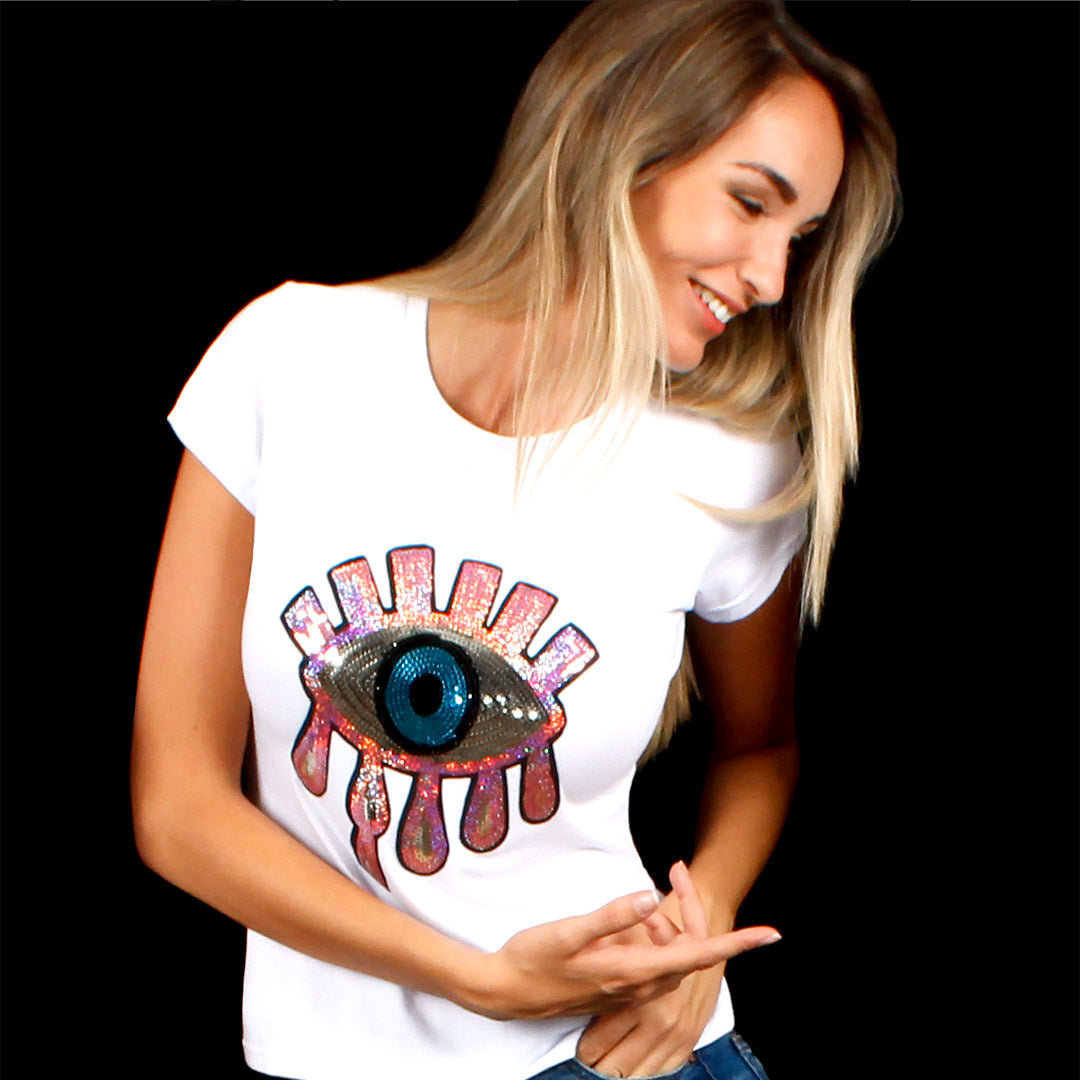 Parche Ojo Turco Tornasol Doble Lágrima Lentejuelas BY DELUXE Chile