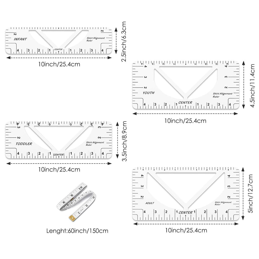 Juego 4 Reglas Guía + Cinta Métrica BY DELUXE Chile