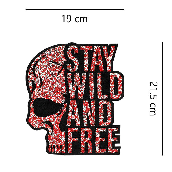 Parche Calavera SWAF Rojo Plateado Cristales