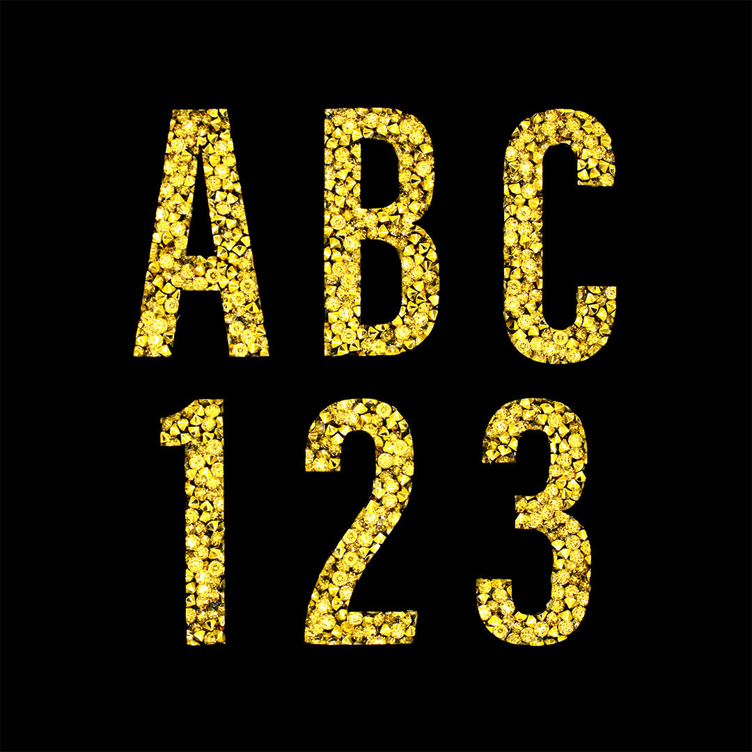 Decoración Letra o Número Dorado Cristales