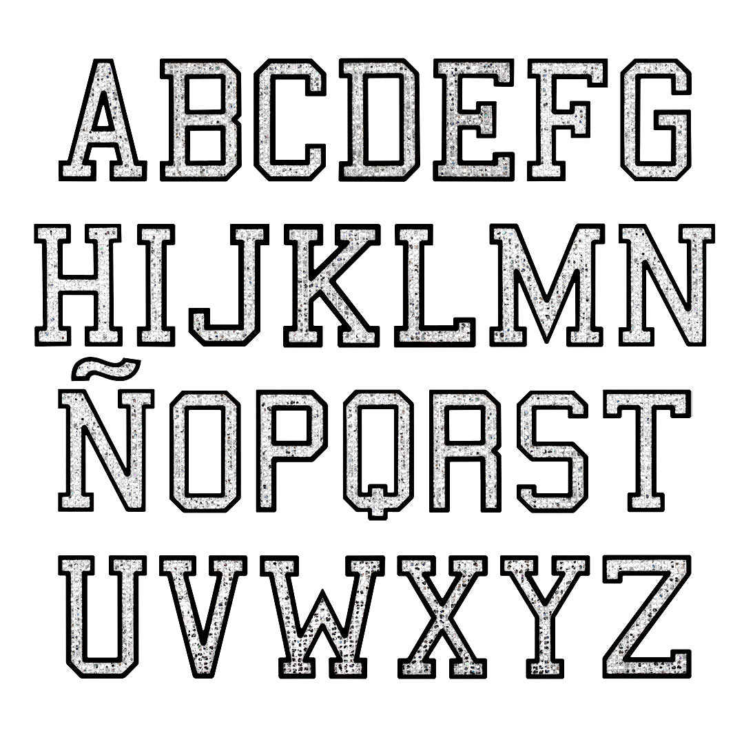 Parche Letra Abecedario Plateada Microlentejuelas BY DELUXE Chile