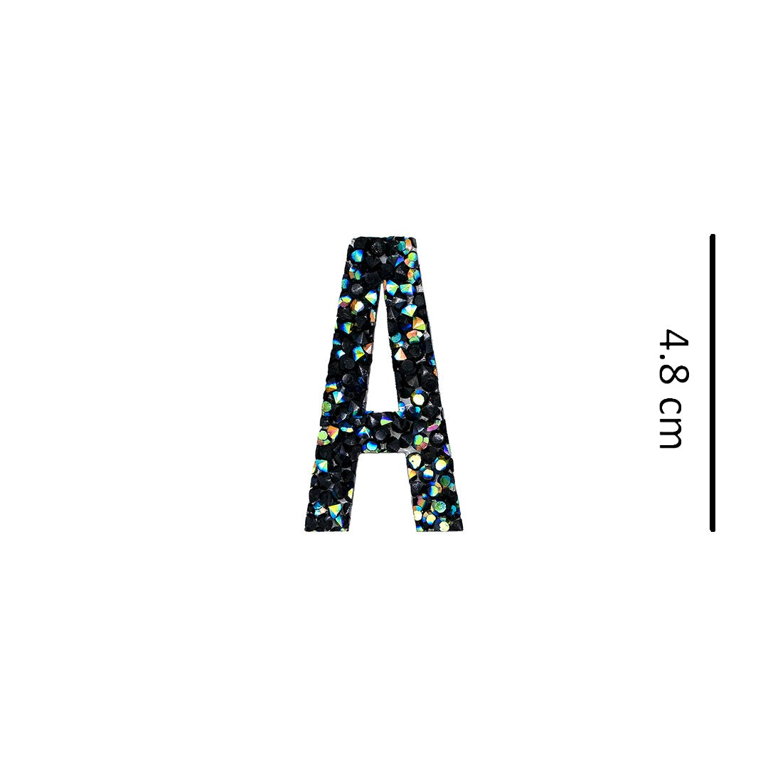 Decoración Letra o Número Negro Tornasol Cristales