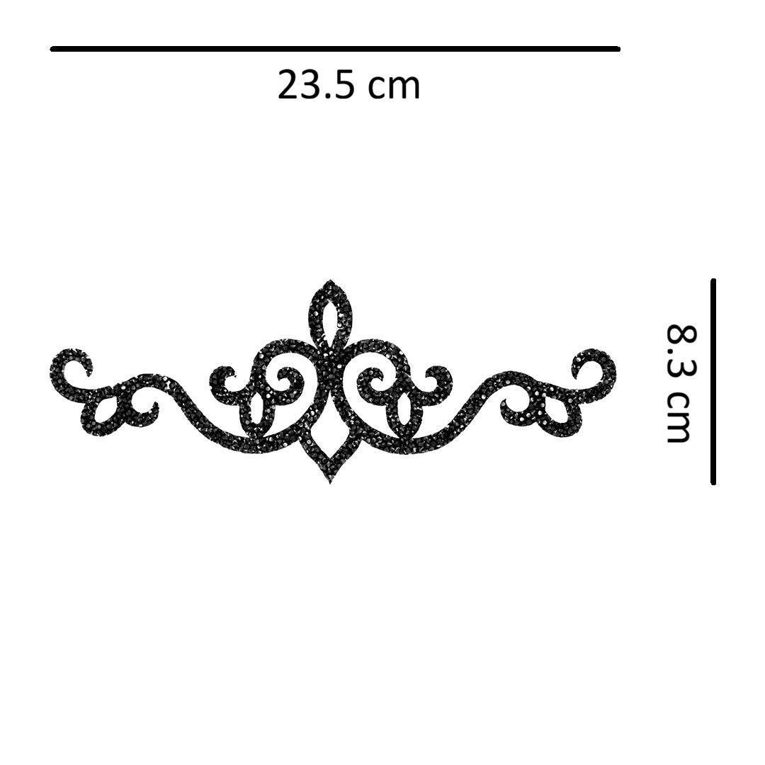 Decoración Filigrana Arabesco Negro Cristales