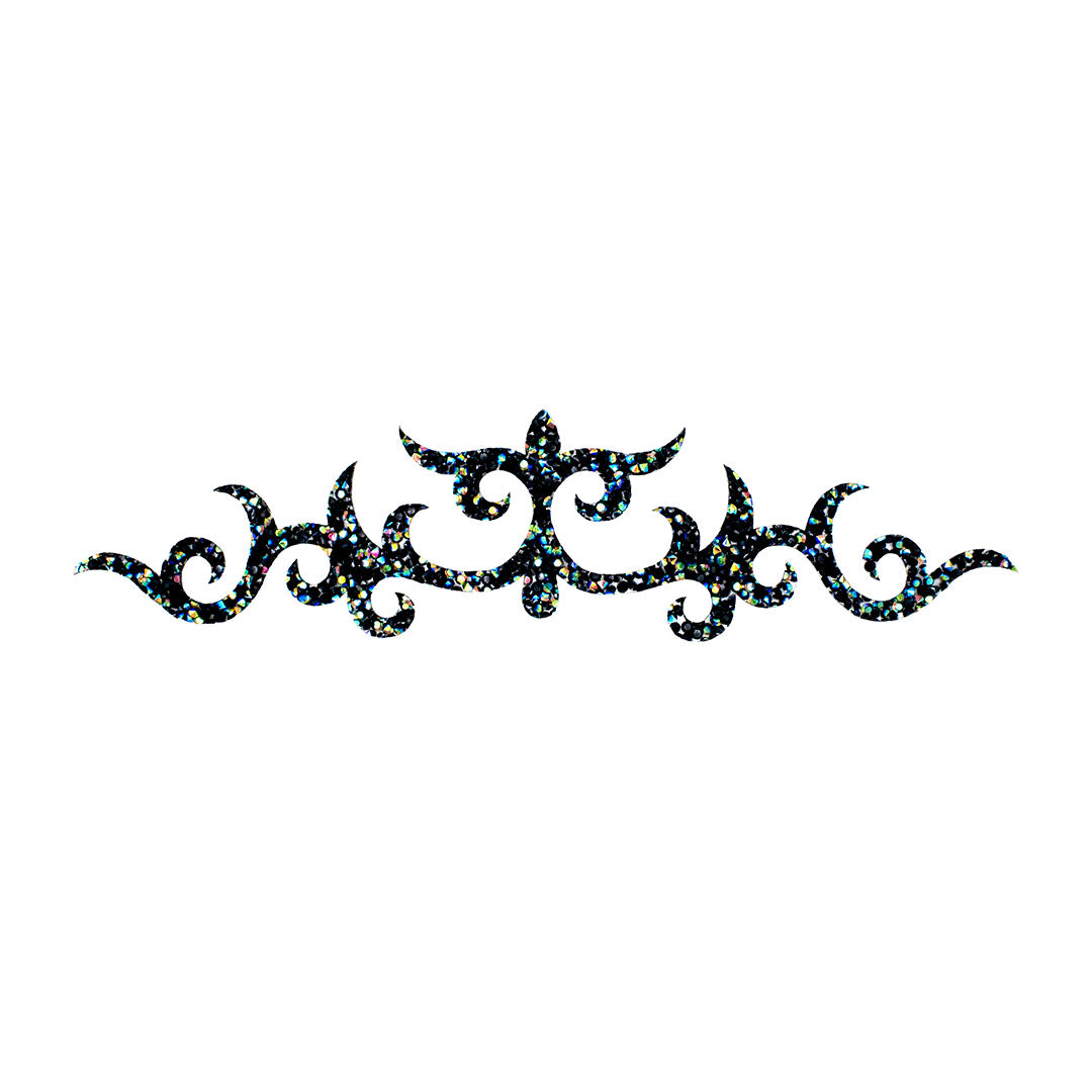 Decoración Filigrana Tribal Negro Tornasol Cristales