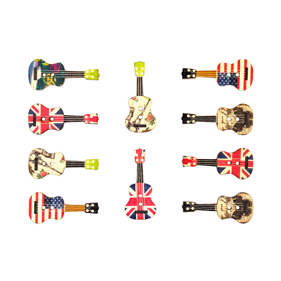 10 Unidades Botones Guitarra Madera BY DELUXE Chile