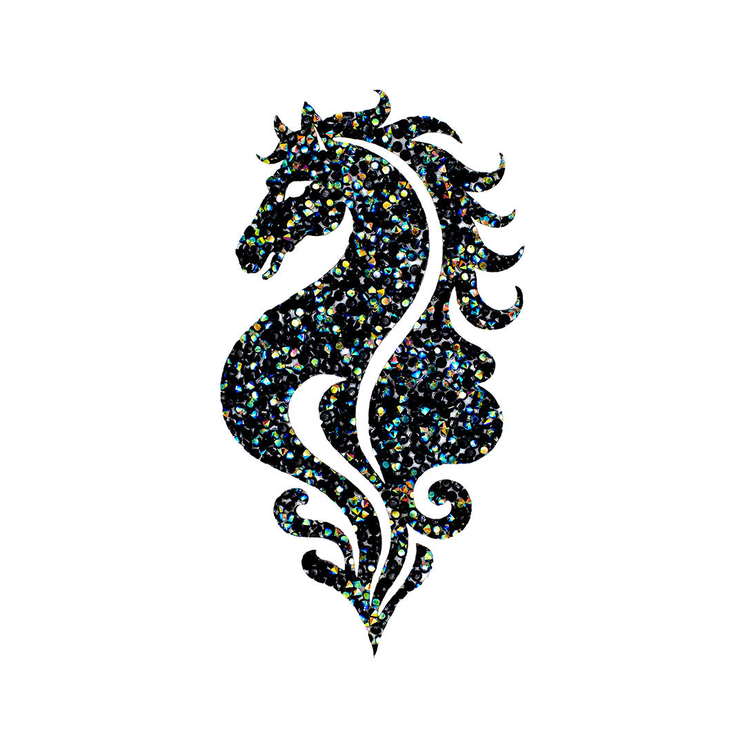 Decoración Caballo Negro Tornasol Mediano Cristales