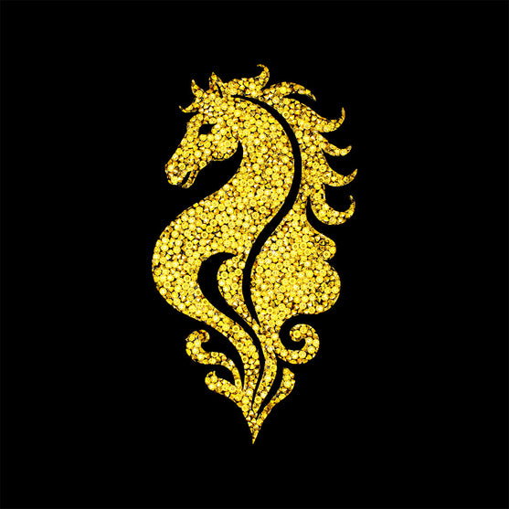 Decoración Caballo Dorado Mediano Cristales