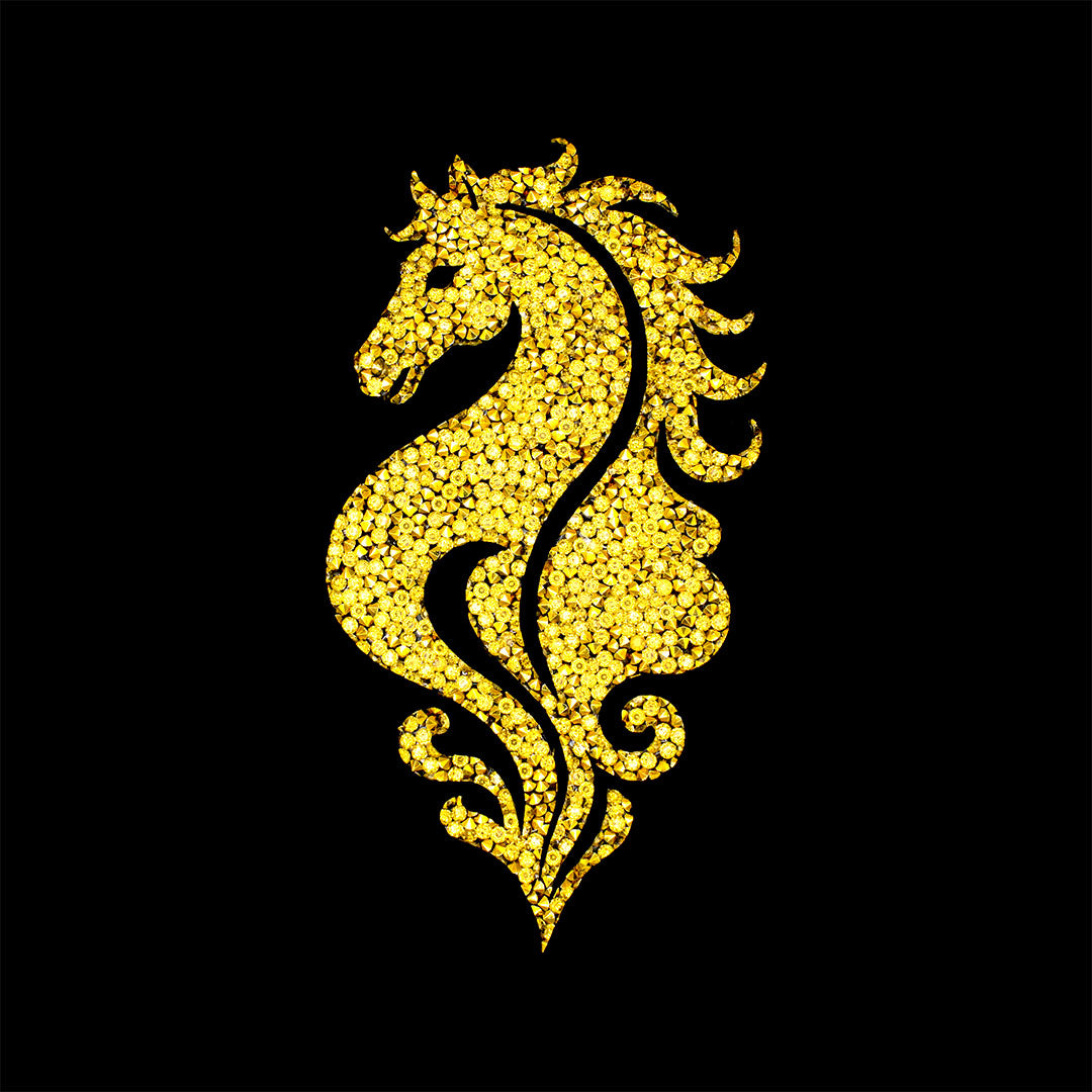 Decoración Caballo Dorado Mediano Cristales