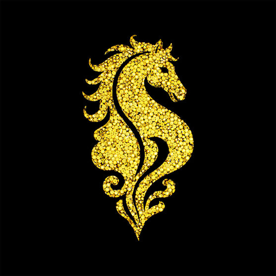 Decoración Caballo Dorado Mediano Cristales