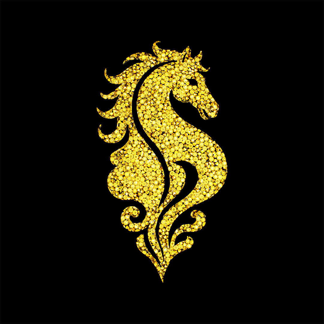 Decoración Caballo Dorado Mediano Cristales