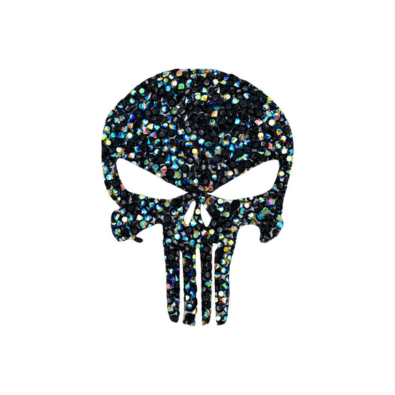 Decoración Calavera Negra Tornasol Comic Pequeña Cristales