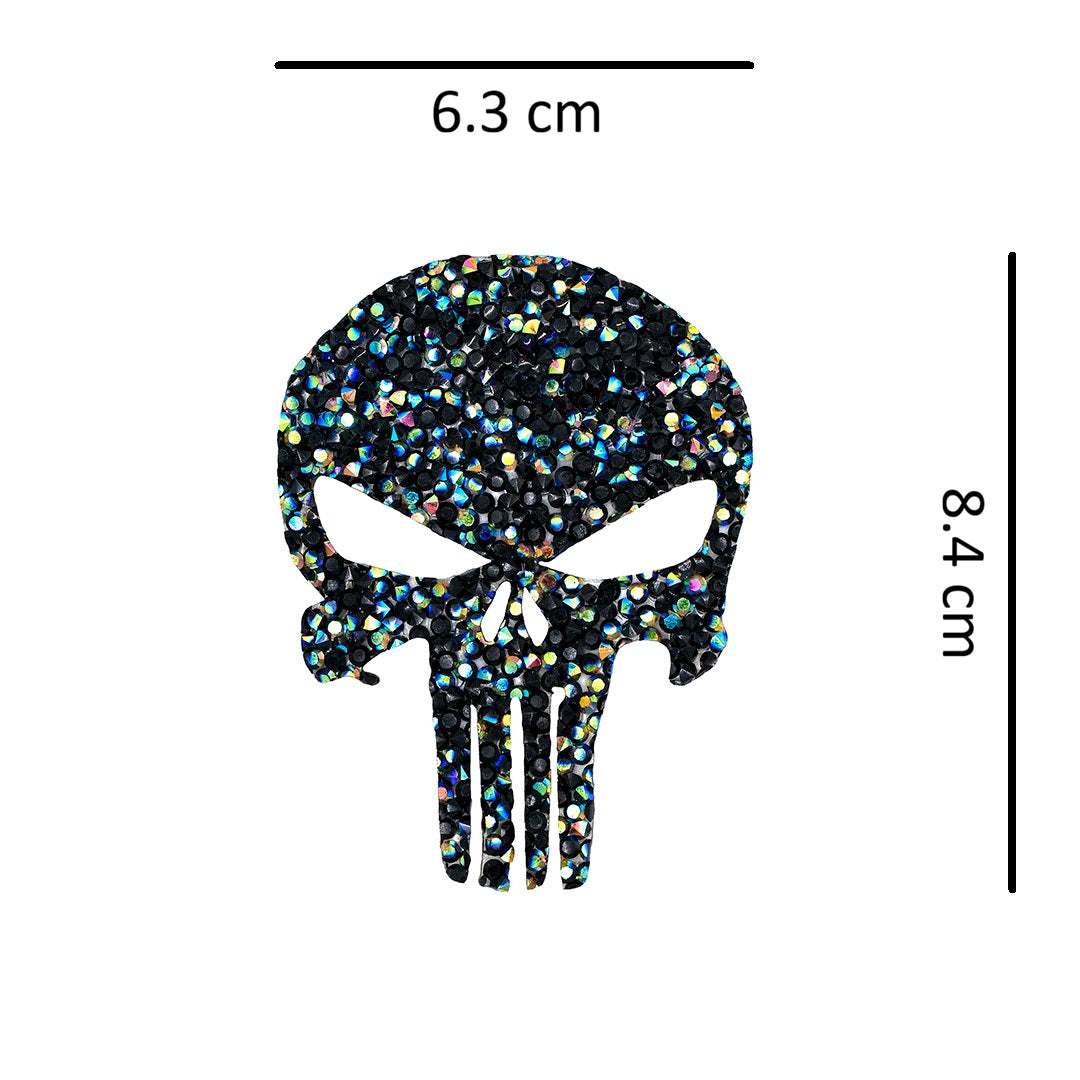 Decoración Calavera Negra Tornasol Comic Pequeña Cristales