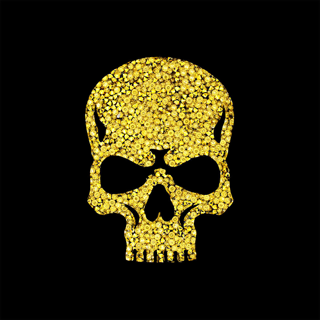 Decoración Calavera Dorada Pequeña Cristales