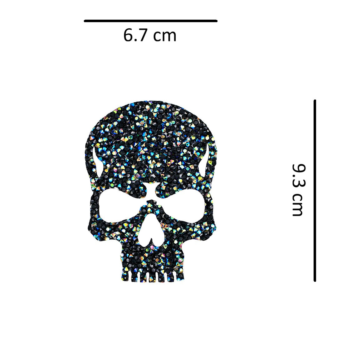 Decoración Calavera Negra Tornasol Pequeña Cristales