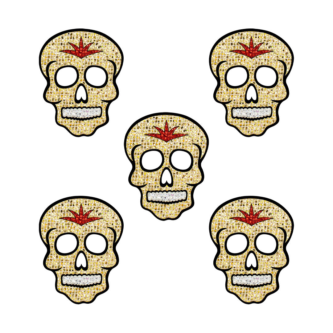 5 Unidades Parche Catrina Pequeña Dorada Microlentejuelas BY DELUXE Chile