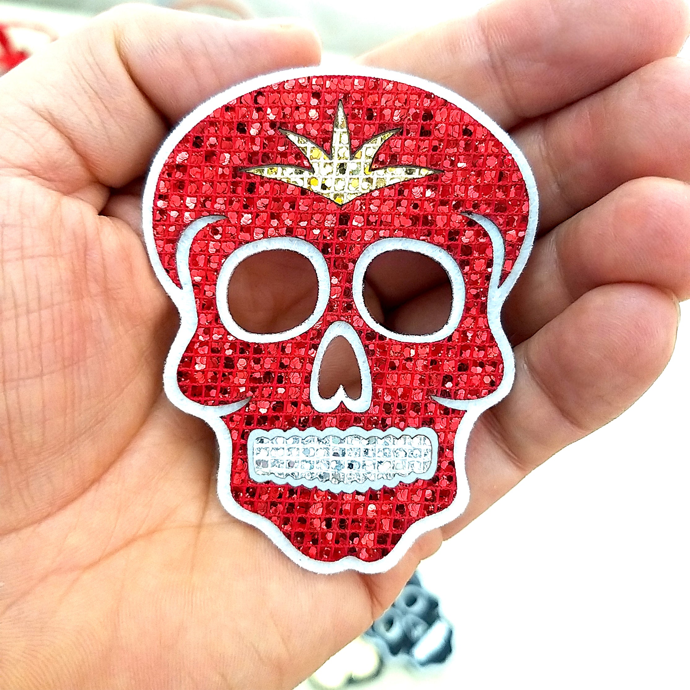 5 Unidades Parche Catrina Pequeña Roja Microlentejuelas BY DELUXE Chile