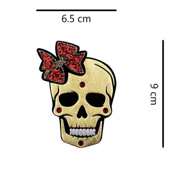 5 Unidades Parche Catrina Dorada Moño Strass Brillante 3D BY DELUXE Chile