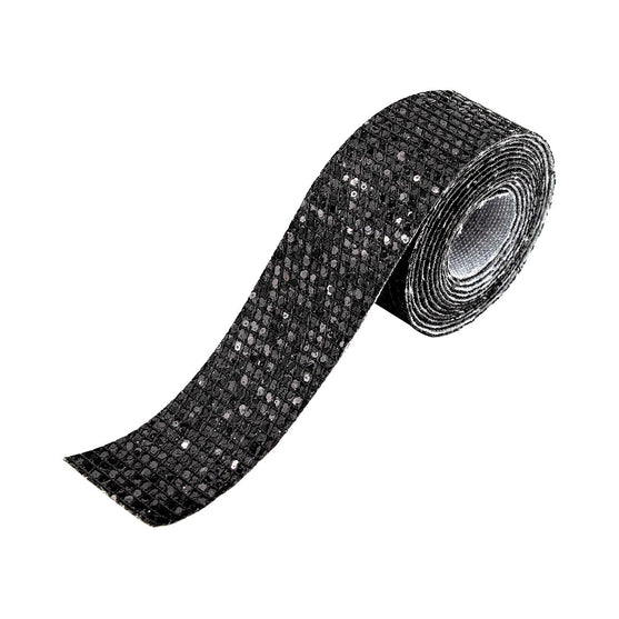 Decoración Cinta Negra Ancha Microlentejuelas