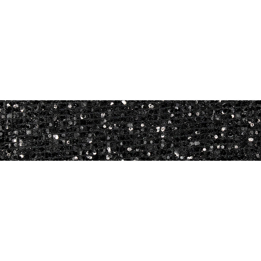 Decoración Cinta Negra Ancha Microlentejuelas