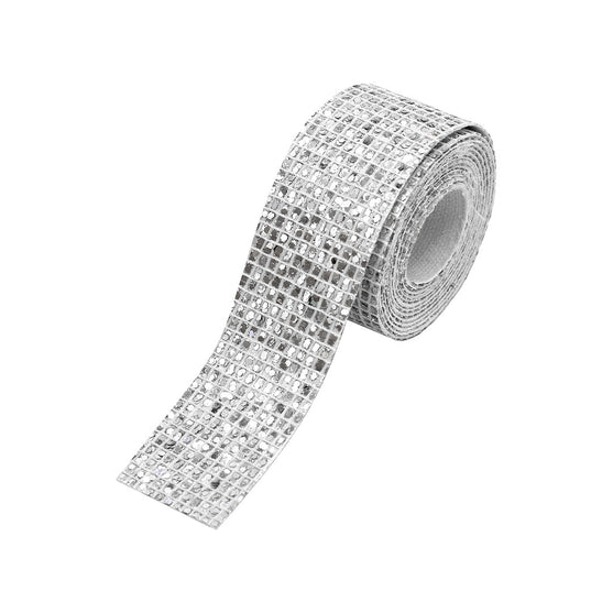 Decoración Cinta Plateada Ancha Microlentejuelas