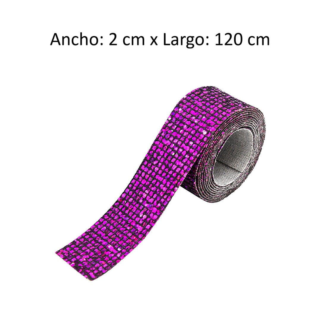Decoración Cinta Púrpura Ancha Microlentejuelas