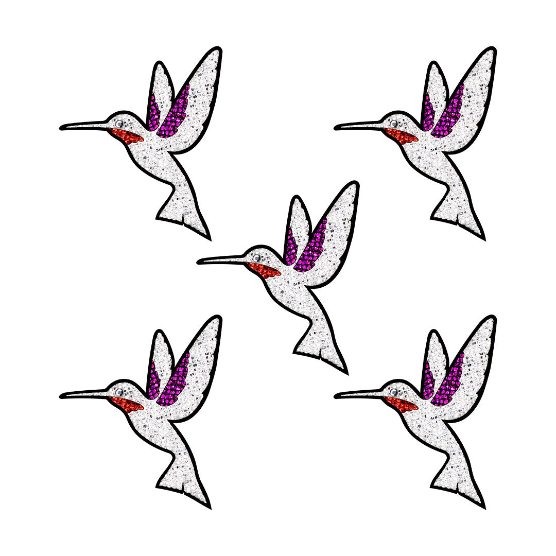 5 Unidades Parche Colibrí Plateado Microlentejuelas BY DELUXE Chile