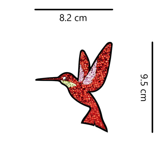 5 Unidades Parche Colibrí Rojo Microlentejuelas BY DELUXE Chile