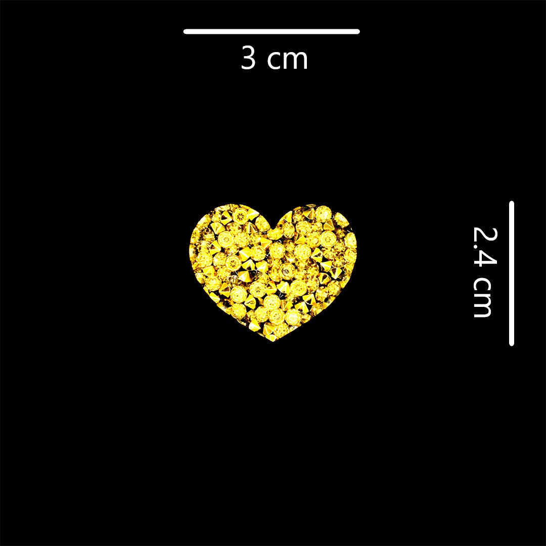 10 Unidades Corazón Sutil Dorado Cristales