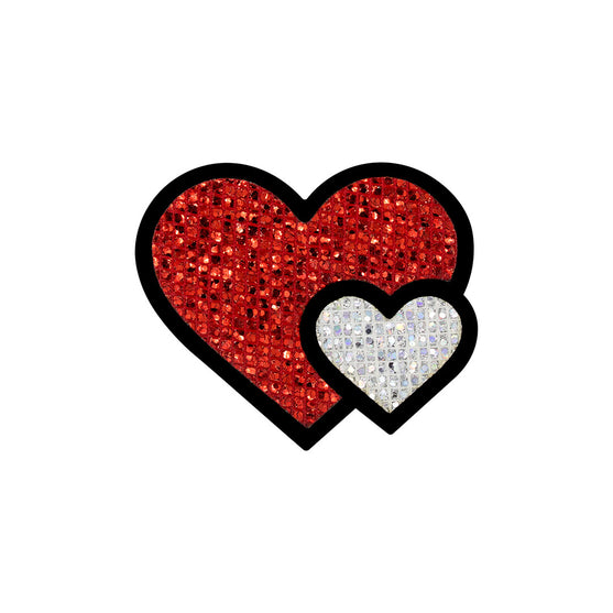 5 Unidades Parche Corazones Rojo Plateado Microlentejuelas BY DELUXE Chile
