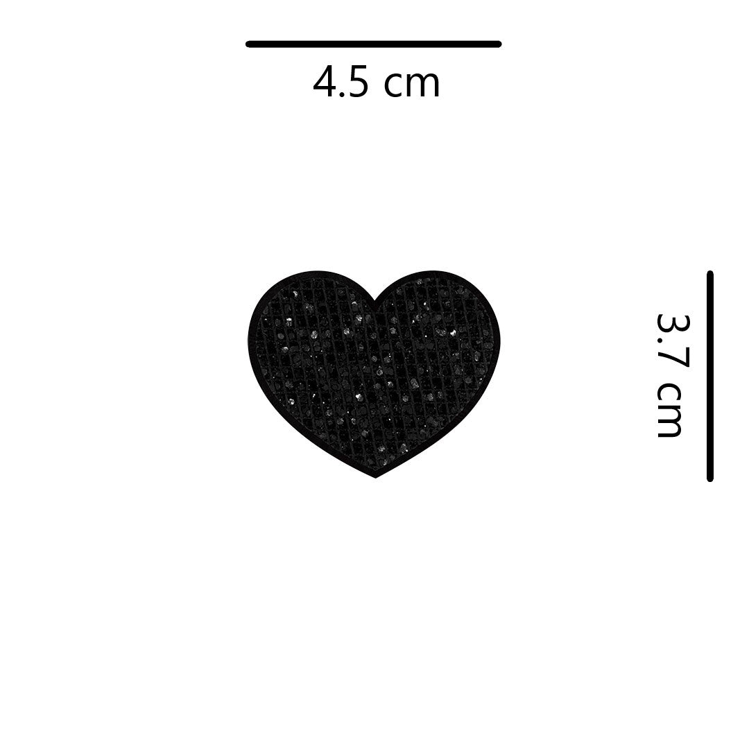10 Unidades Parche Corazón Negro Microlentejuelas BY DELUXE Chile
