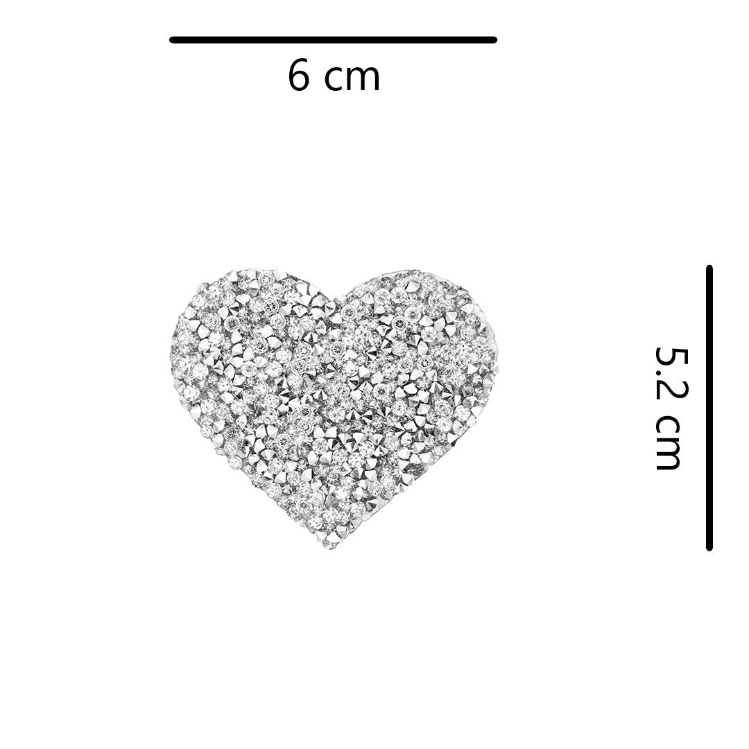 Decoración Corazón Plateado Pequeño Cristales