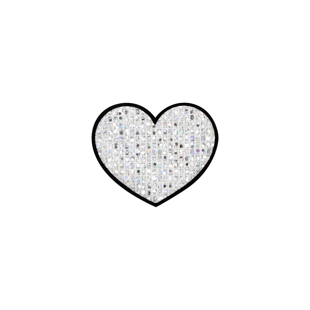 10 Unidades Parche Corazón Plateado Microlentejuelas BY DELUXE Chile