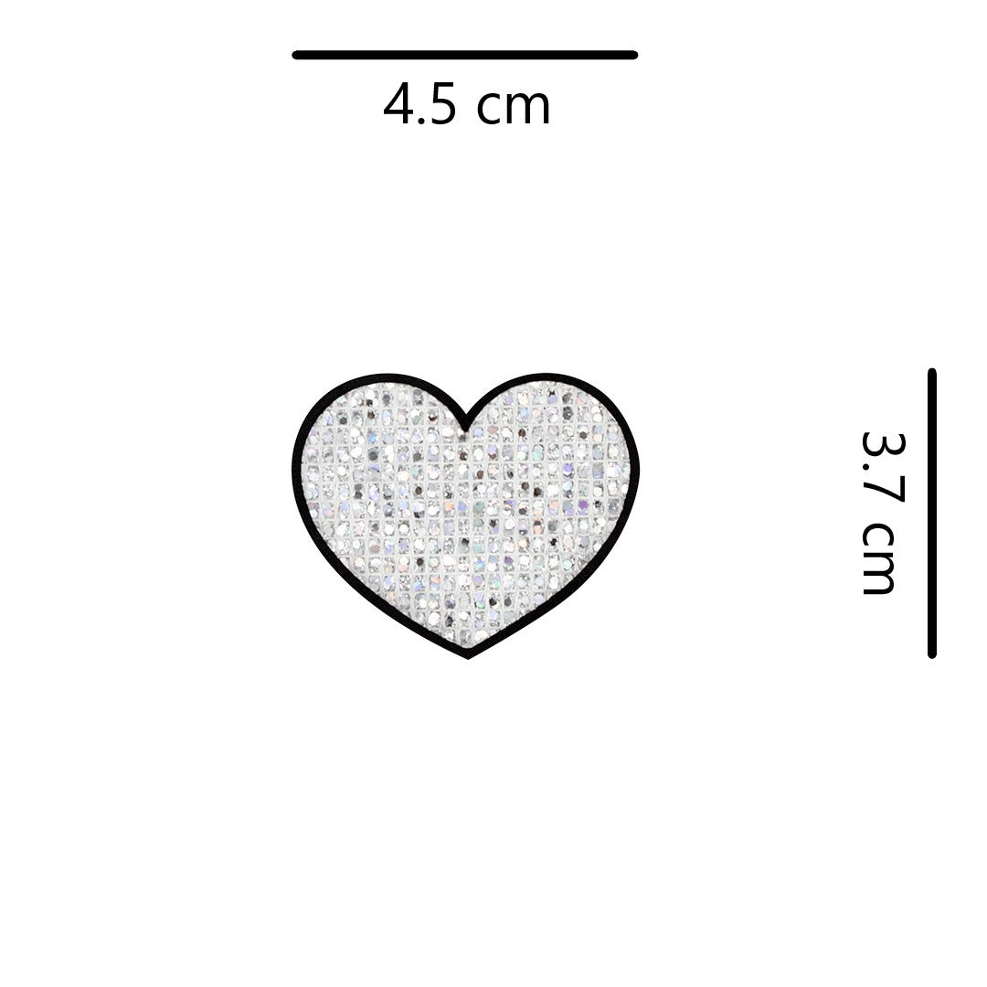 10 Unidades Parche Corazón Plateado Microlentejuelas BY DELUXE Chile