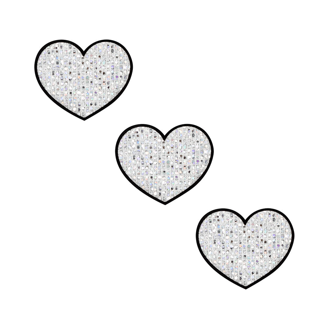 10 Unidades Parche Corazón Plateado Microlentejuelas BY DELUXE Chile