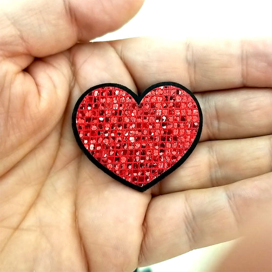 10 Unidades Parche Corazón Rojo Microlentejuelas BY DELUXE Chile