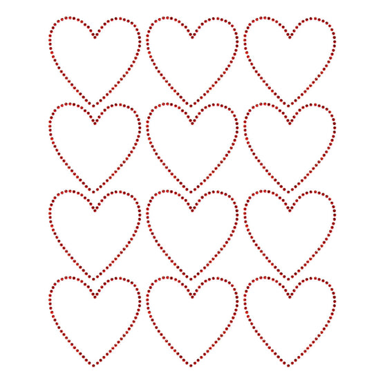 Plantilla 12 Unidades Aplique Corazón Rojo Strass
