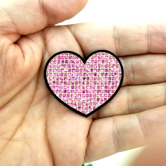 10 Unidades Parche Corazón Rosado Microlentejuelas BY DELUXE Chile