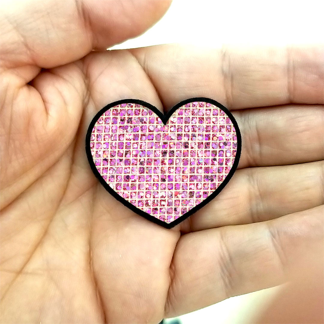 10 Unidades Parche Corazón Rosado Microlentejuelas BY DELUXE Chile