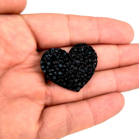 10 Unidades Corazón Sutil Negro Cristales BY DELUXE Chile