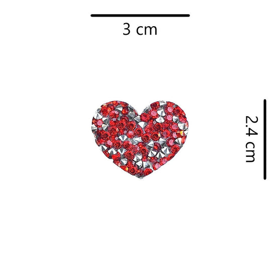 10 Unidades Corazón Sutil Rojo Plateado Cristales BY DELUXE Chile