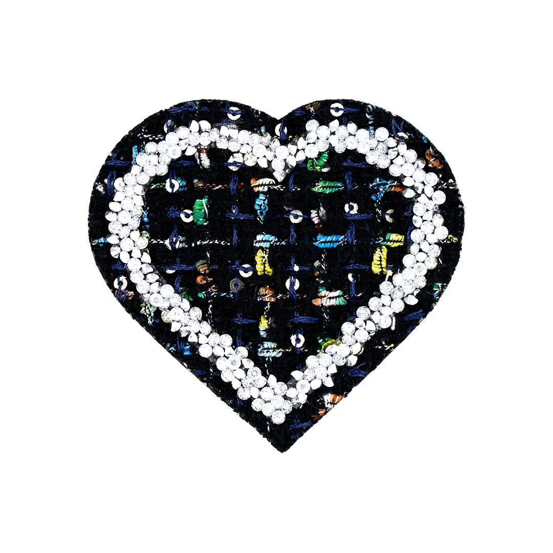 Parche Corazón Tweed Mediano Cristales