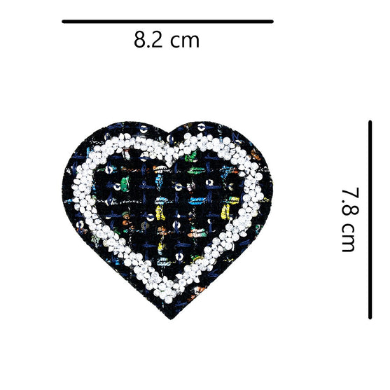 Parche Corazón Tweed Mediano Cristales